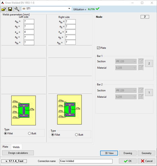Connection calculation example