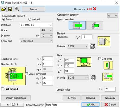 Plate-to-plate connection example